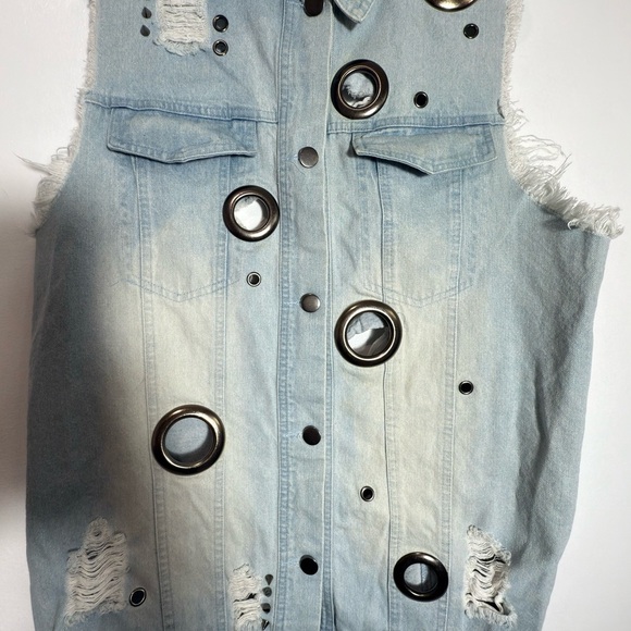 Hot & Delicious Light Blue Denim Vest - Picture 1 of 4
